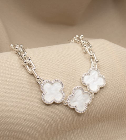 Pulsera Trébol Baño de Plata