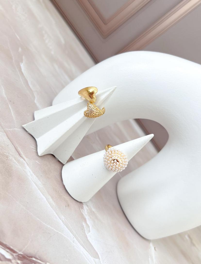 Anillo Rodio y Perlas incrustadas