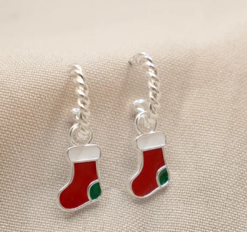 Aretes navideños baño de plata