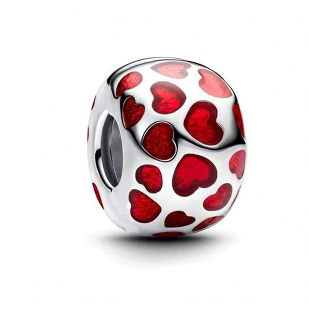 Charm Corazones Rojos baño de Plata 925