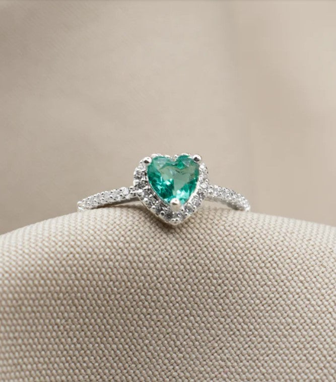ANILLO CORAZÓN ZIRCÓN BAÑO DE PLATA