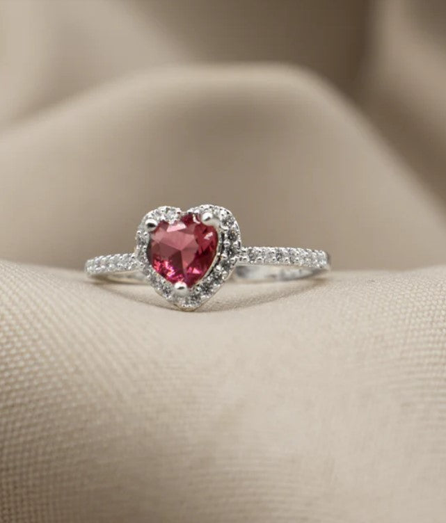 ANILLO CORAZÓN ZIRCÓN BAÑO DE PLATA