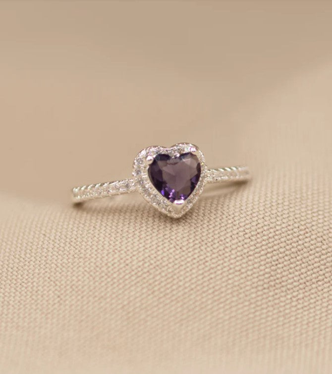 ANILLO CORAZÓN ZIRCÓN BAÑO DE PLATA