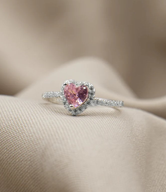 ANILLO CORAZÓN ZIRCÓN BAÑO DE PLATA