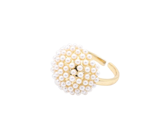 Anillo Rodio y Perlas incrustadas