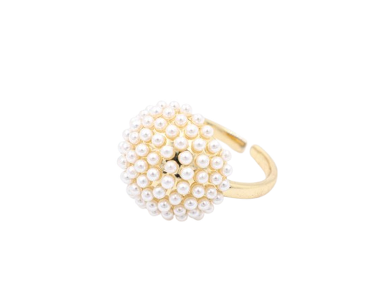 Anillo Rodio y Perlas incrustadas
