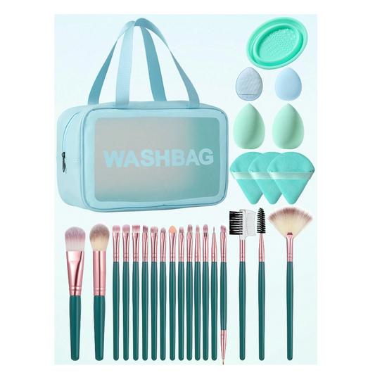 Kit de brochas de maquillaje + esponjas 27 piezas