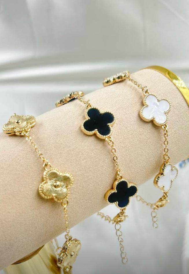 Pulsera en rodio trébol
