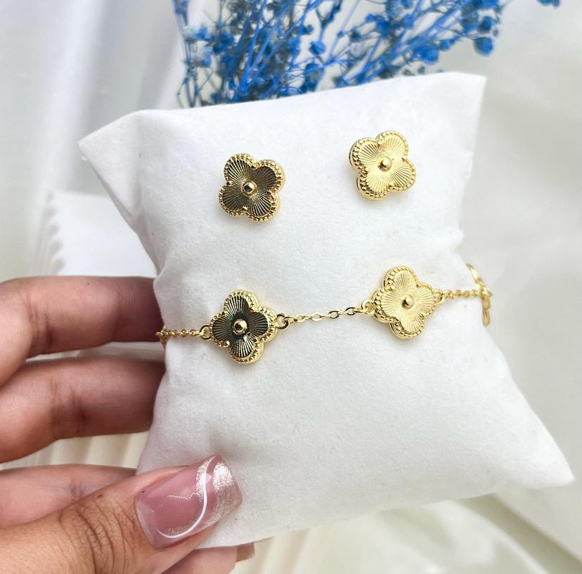 Pulsera en rodio trébol