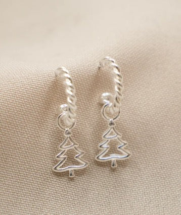 Aretes navideños baño de plata
