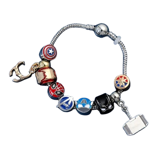 Brazalete de Superhéroes Estilo Pandora – Marvel Héroes (Incluye 5 charms)